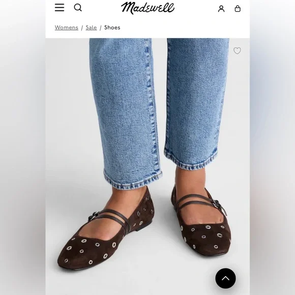 Madewell Double Strap Ballet Flats Brown Flats with Grommet Detail Size 8 NWT - Picture 2 of 9